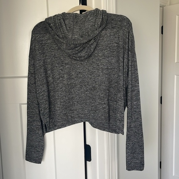 Athleta Uptempo Short Hoodie Pullover Charcoal Grey Long Sleeve - Picture 6 of 6